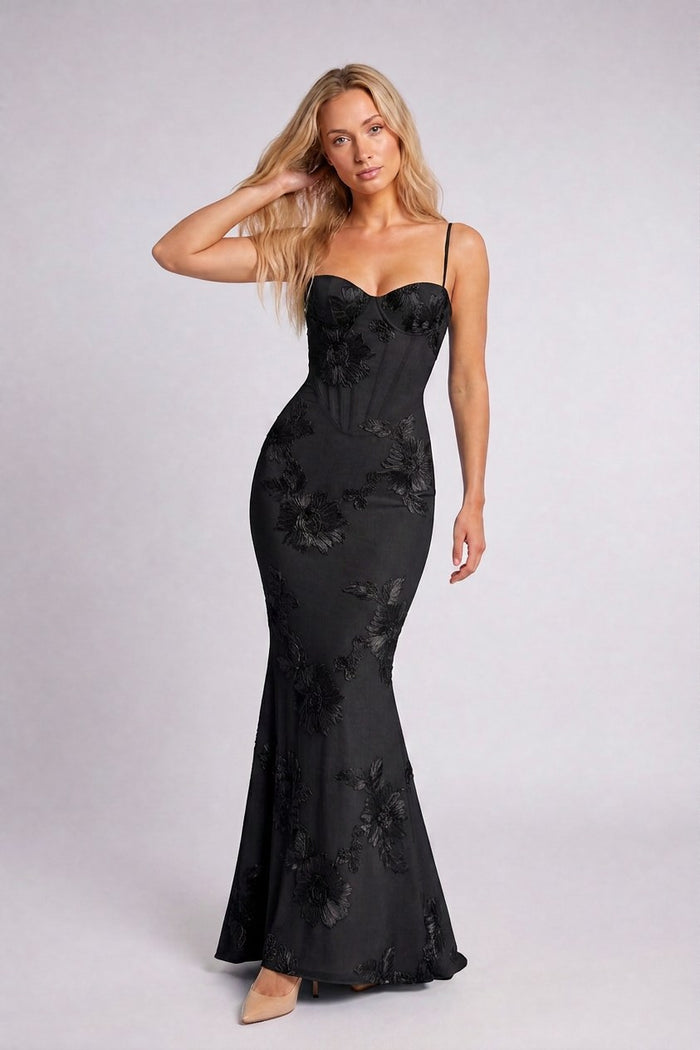 MERLETTO LUNGO · maxi · czerń — przód