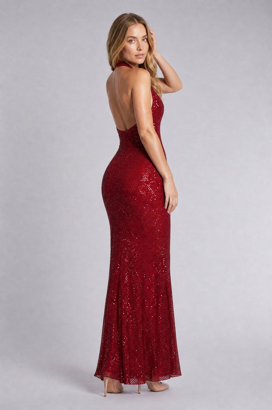NOTTE · maxi · burgund — tył na skos