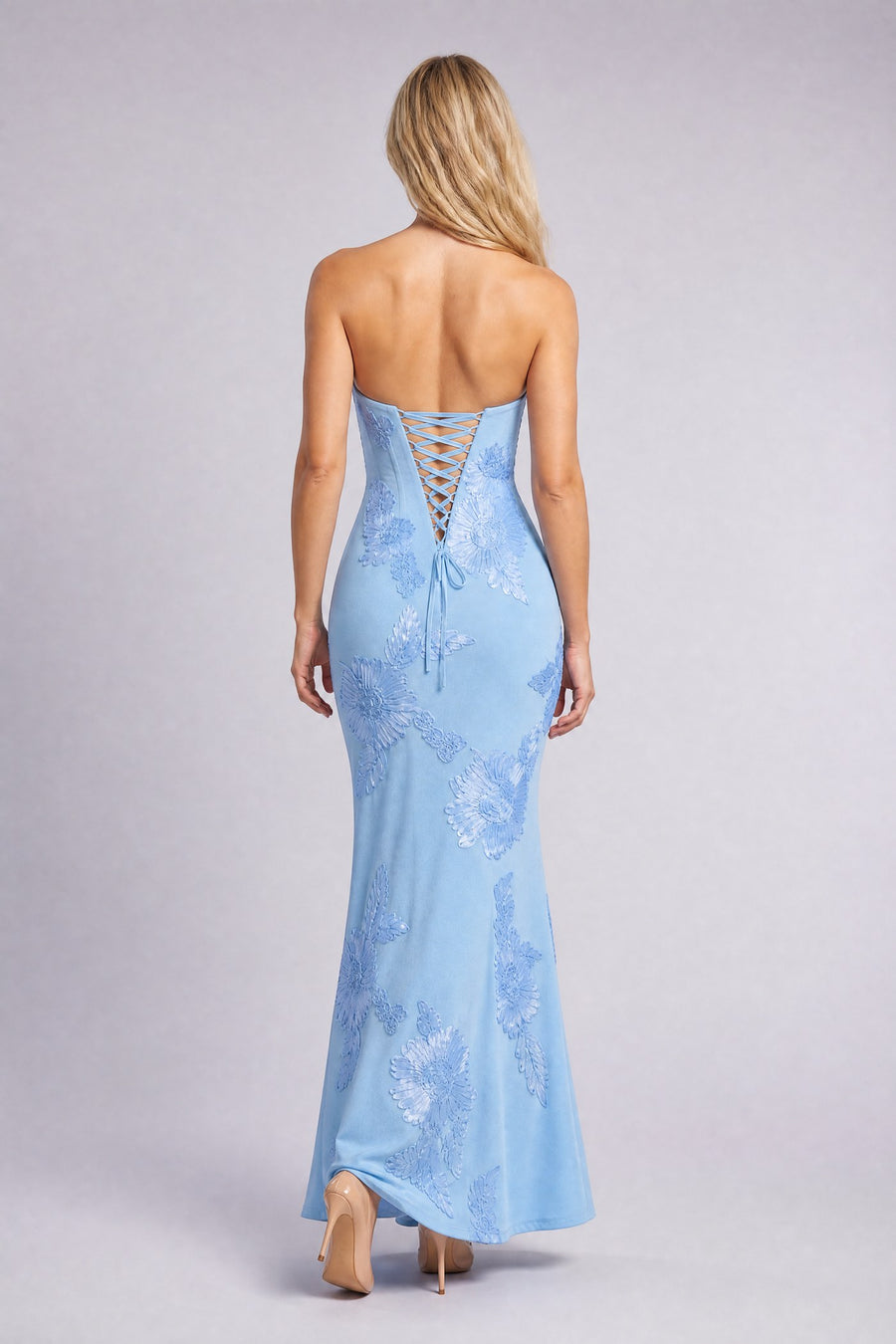 MERLETTO LUNGO · maxi · błękit — tył
